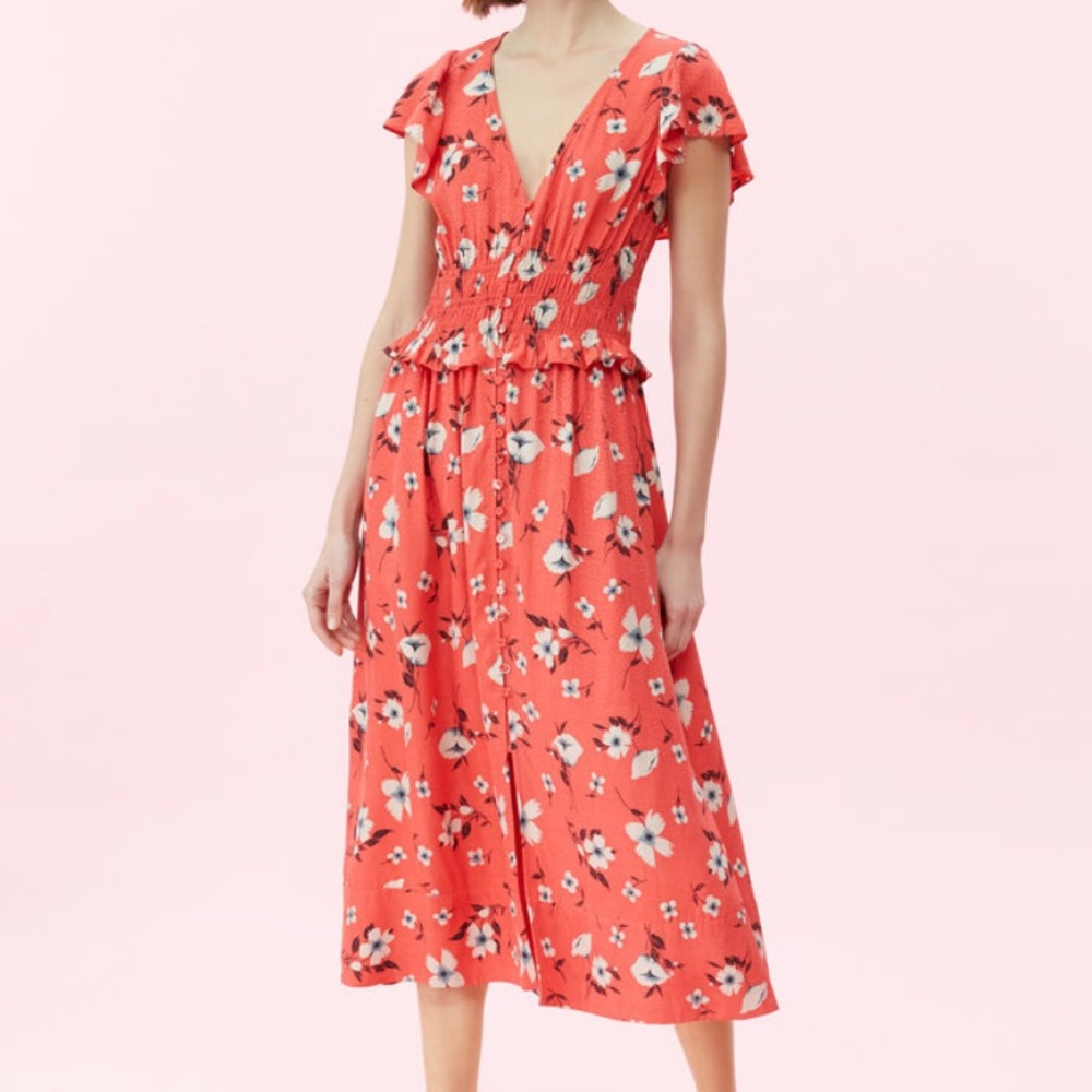 Rebecca Taylor Daniella Floral Smocked Midi Dress